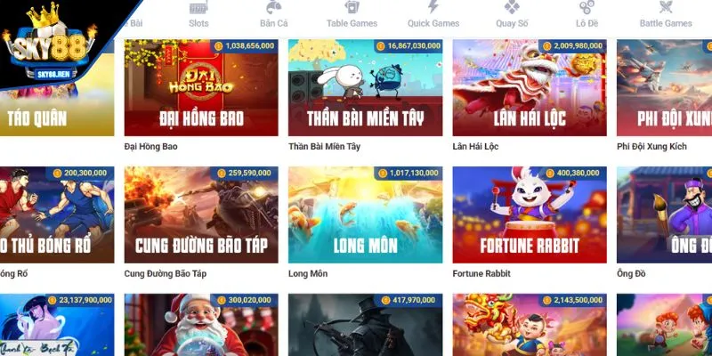 Kho game nổ hũ SKY88 đa dạng